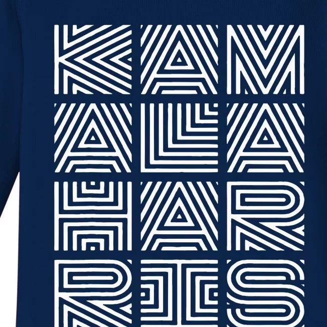 Kamala Harris 2024 Quilted Geometry Lettering Baby Long Sleeve Bodysuit