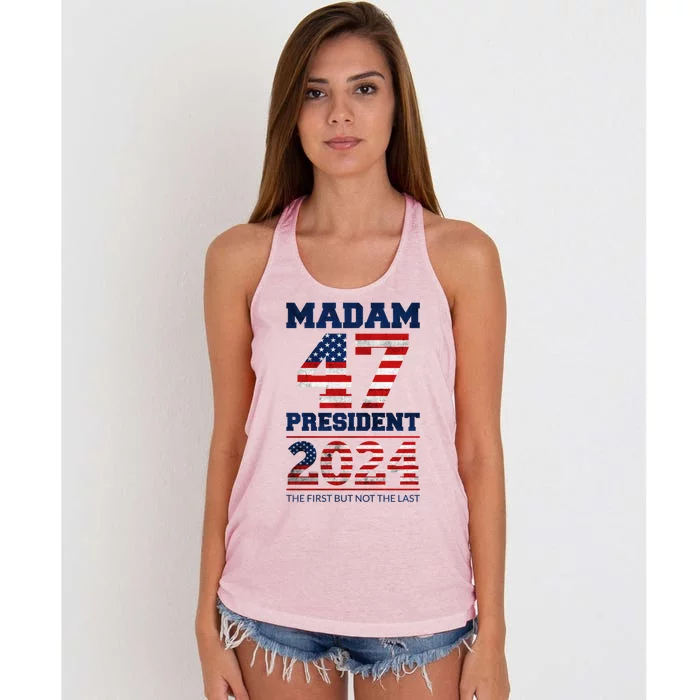 Kamala Harris 2024 Madam President 47 Presidential Election Meaningful Gift Women's Knotted Racerback Tank