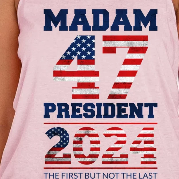 Kamala Harris 2024 Madam President 47 Presidential Election Meaningful Gift Women's Knotted Racerback Tank