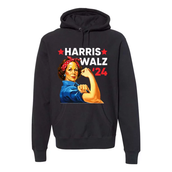 Kamala Harris 2024 Rosie The Riveter Harris Walz24 Premium Hoodie