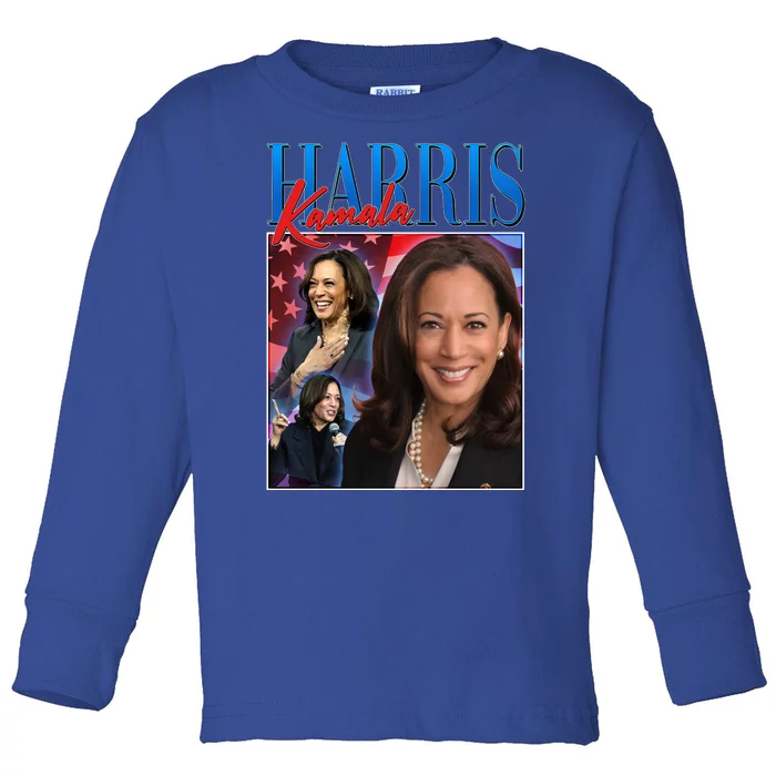 Kamala Harris 2024 Portrait Collage Toddler Long Sleeve Shirt