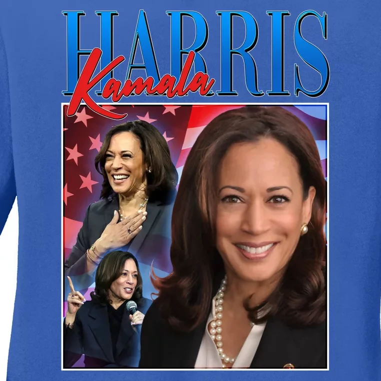 Kamala Harris 2024 Portrait Collage Ladies Long Sleeve Shirt