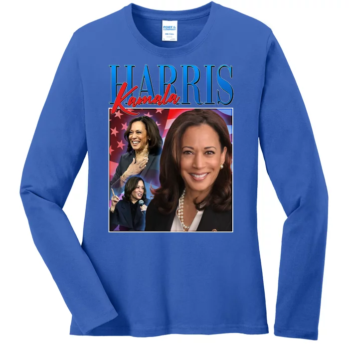 Kamala Harris 2024 Portrait Collage Ladies Long Sleeve Shirt