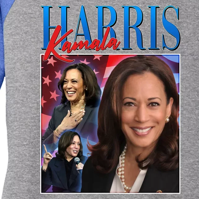 Kamala Harris 2024 Portrait Collage Women's Tri-Blend 3/4-Sleeve Raglan Shirt