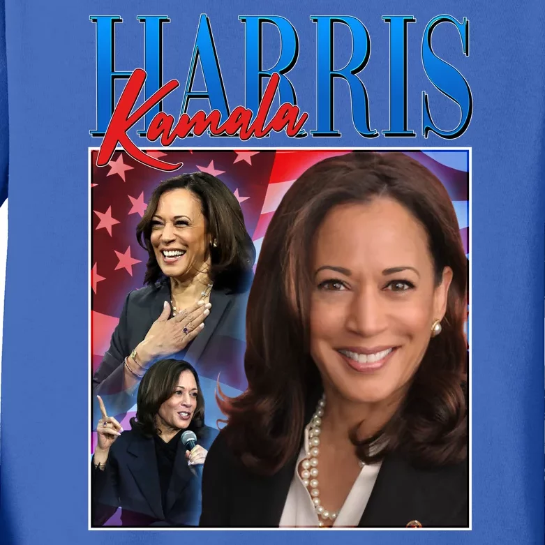 Kamala Harris 2024 Portrait Collage Kids Long Sleeve Shirt