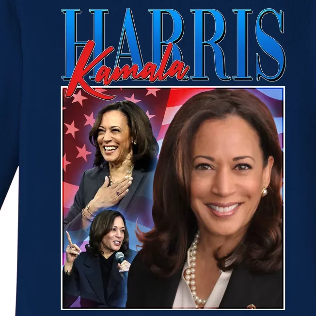 Kamala Harris 2024 Portrait Collage Baby Long Sleeve Bodysuit