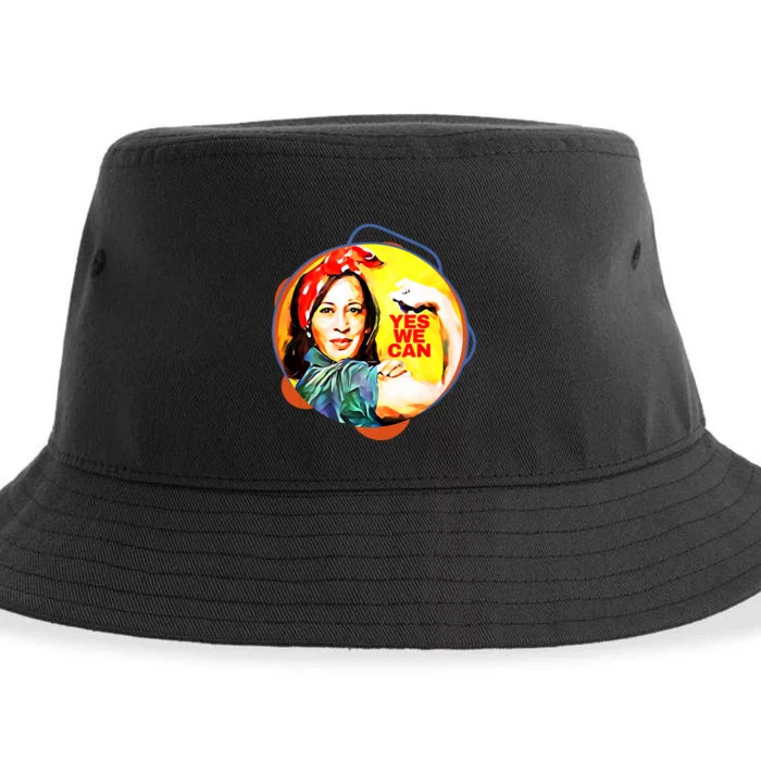 Kamala Harris 2024 Yes We Can Patriotic American Design Sustainable Bucket Hat