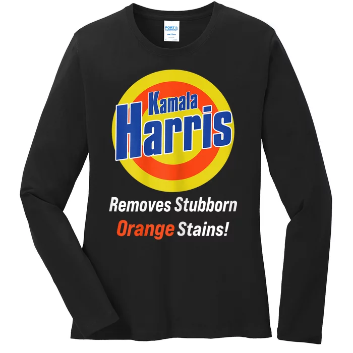 Kamala Harris 2024 Removes Stubborn Orange Stains Ladies Long Sleeve Shirt