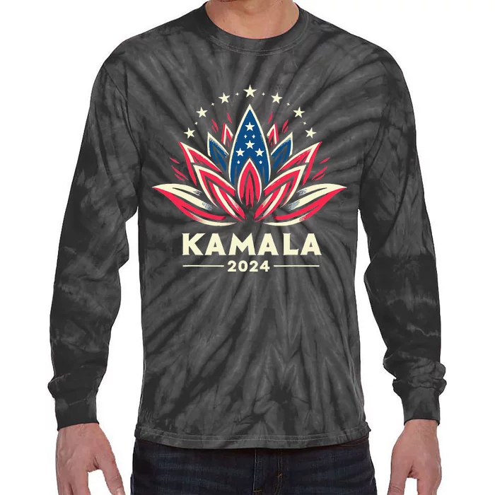 Kamala Harris 2024 Lotus Symbolism Presidential Campaign Tie-Dye Long Sleeve Shirt