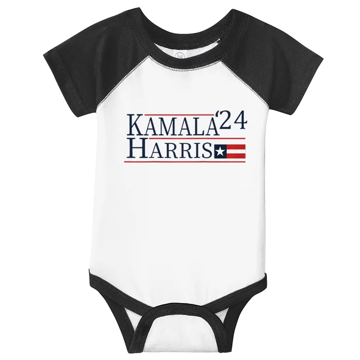 Kamala Harris 2024 Raglan Baseball Infant Baby Jersey Bodysuit