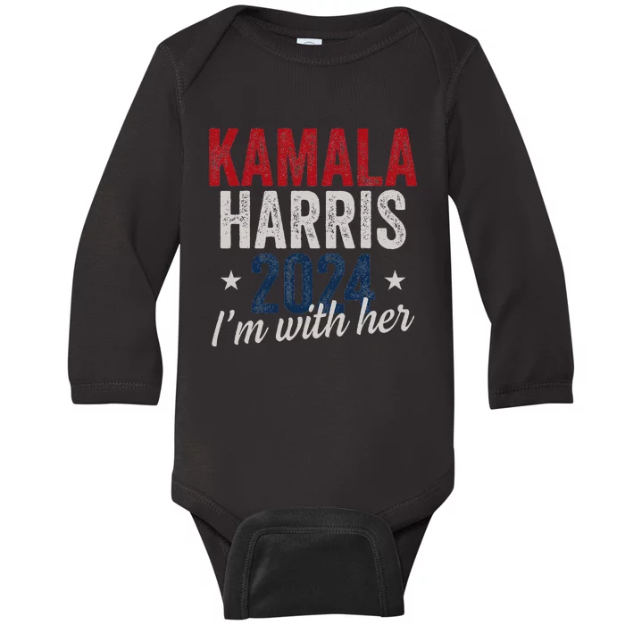 Kamala Harris 2024 Support IM With Her Kamala Harris 2024 Baby Long Sleeve Bodysuit