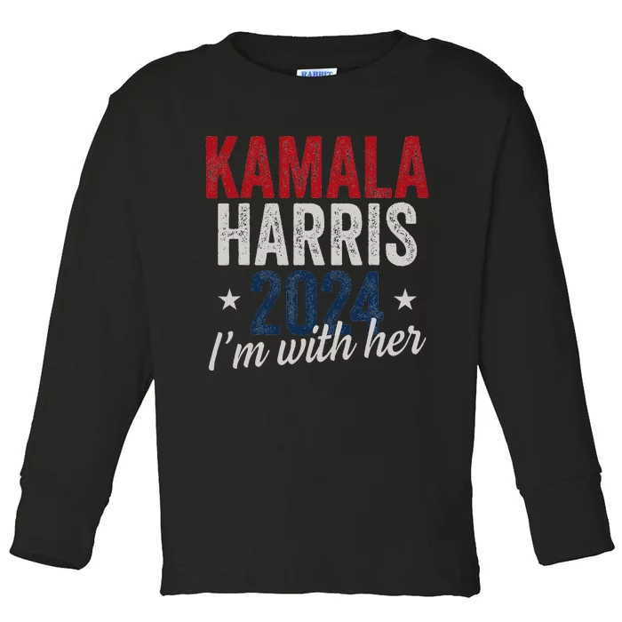 Kamala Harris 2024 Support IM With Her Kamala Harris 2024 Toddler Long Sleeve Shirt