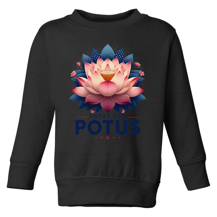 Kamala Harris 2024 Lotus For Potus Trending President Gift Toddler Sweatshirt