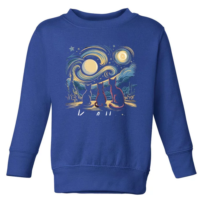 Kamala Harris 2024 Three Cats Starry Night Kamala Funny Gift Toddler Sweatshirt