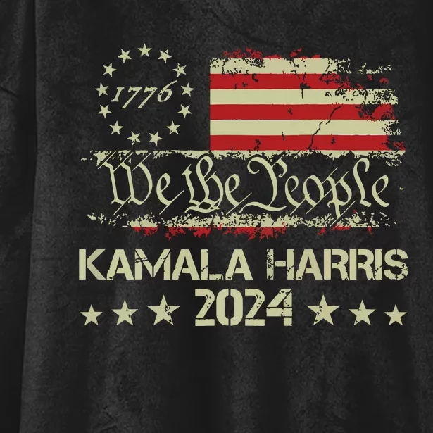 Kamala Harris 2024 Kamala For President Us Flag Hooded Wearable Blanket