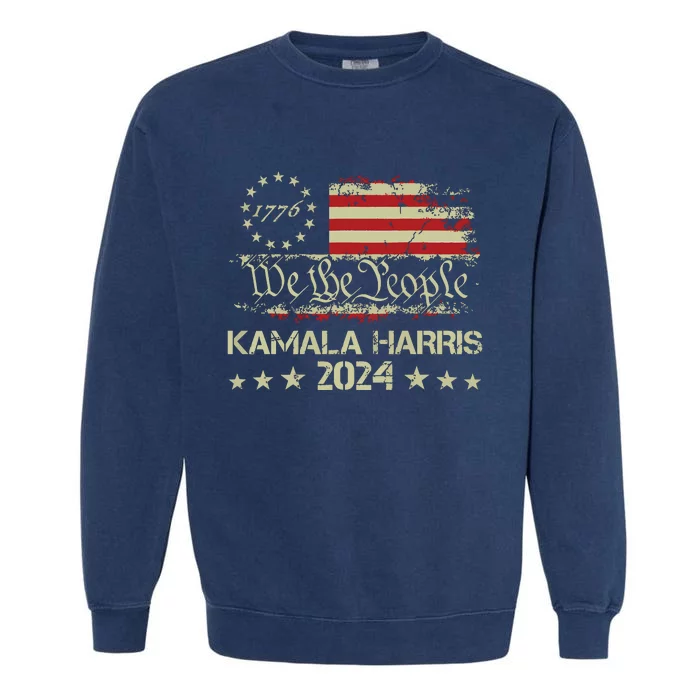 Kamala Harris 2024 Kamala For President Us Flag Garment-Dyed Sweatshirt