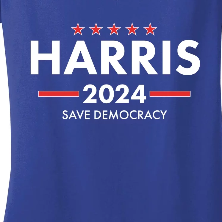 Kamala Harris 2024 Save Democracy Women's V-Neck T-Shirt