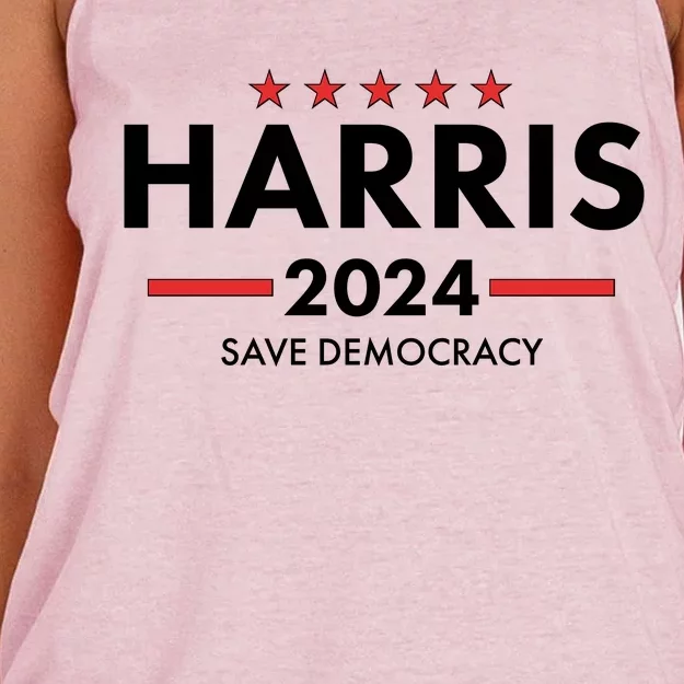 Kamala Harris 2024 Save Democracy Women's Knotted Racerback Tank