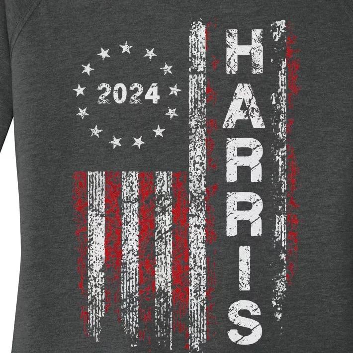 Kamala Harris 2024 For President Campaign Us Flag Vintage Women's Perfect Tri Tunic Long Sleeve Shirt