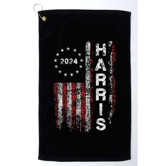 Kamala Harris 2024 For President Campaign Us Flag Vintage Platinum Collection Golf Towel