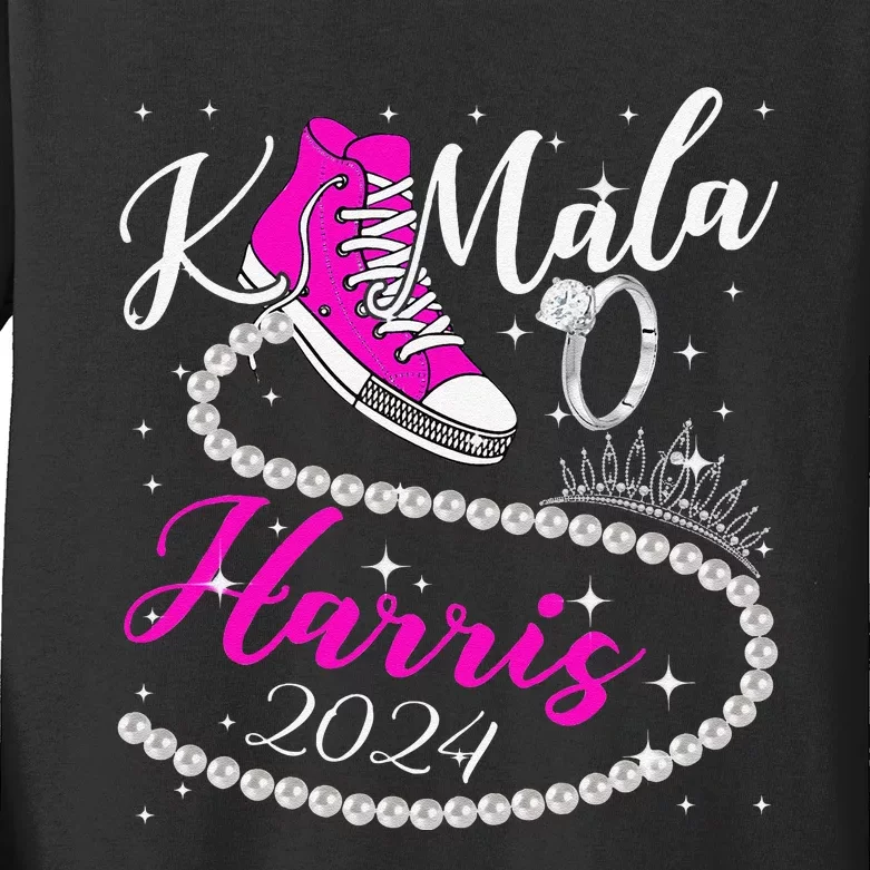 Kamala Harris 2024 Vote President Kamala Election Sneakers Gift Kids Long Sleeve Shirt