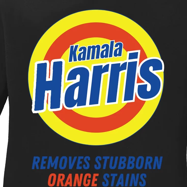 Kamala Harris 2024 Removes Stubborn Orange Stains Funny Vote Ladies Long Sleeve Shirt