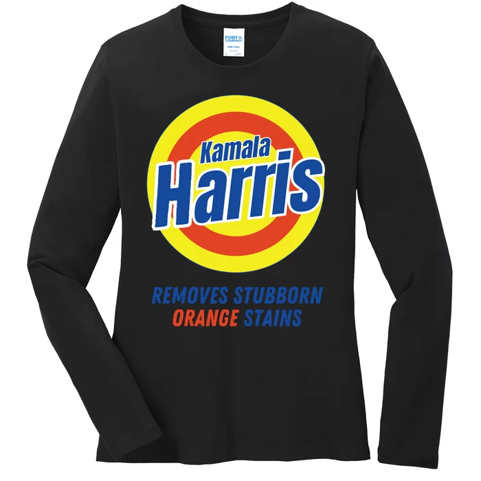 Kamala Harris 2024 Removes Stubborn Orange Stains Funny Vote Ladies Long Sleeve Shirt