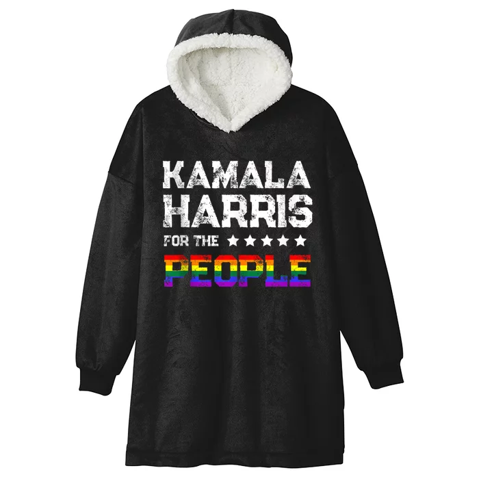 Kamala Harris 2024 For The People Lgbt Flag Equality Hooded Wearable Blanket