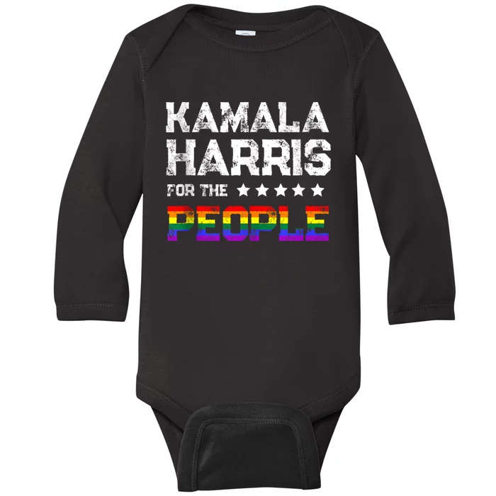 Kamala Harris 2024 For The People Lgbt Flag Equality Baby Long Sleeve Bodysuit