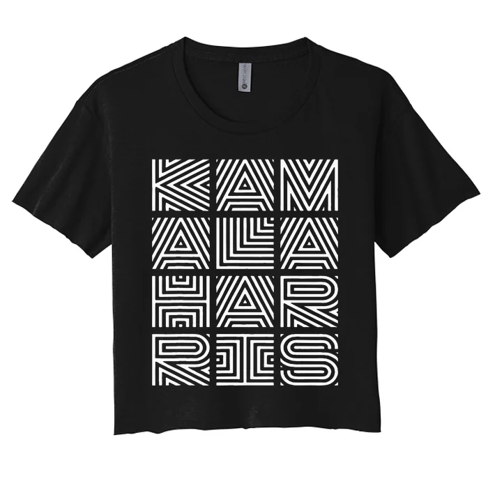 Kamala Harris 2024 Quilted Geometry Lettering Women's Crop Top Tee