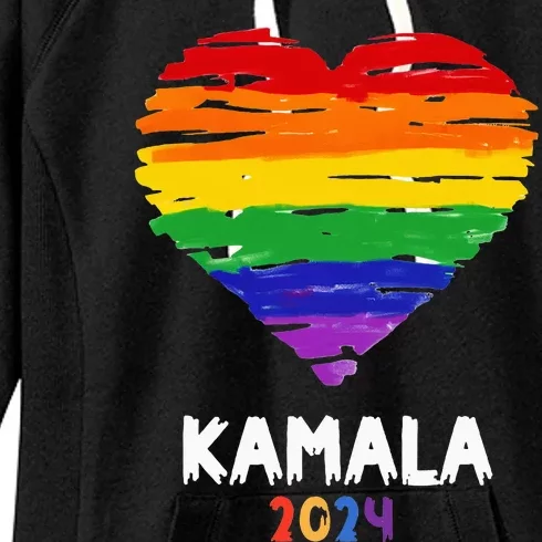 Kamala Harris 2024 Election Lgbt Heart Harris Walz Women's Fleece Hoodie