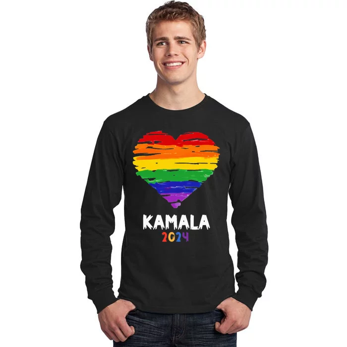 Kamala Harris 2024 Election Lgbt Heart Harris Walz Tall Long Sleeve T-Shirt