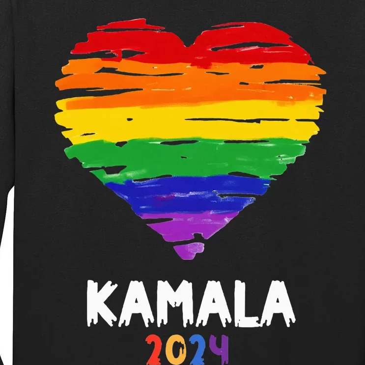 Kamala Harris 2024 Election Lgbt Heart Harris Walz Tall Long Sleeve T-Shirt