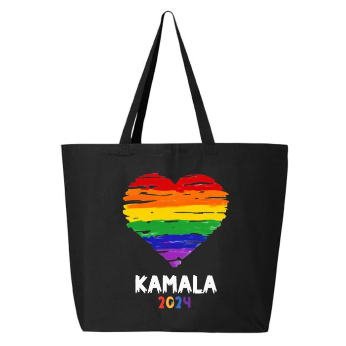 Kamala Harris 2024 Election Lgbt Heart Harris Walz 25L Jumbo Tote