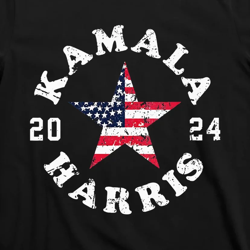 Kamala Harris 2024 President American Flag Vote Kamala Vneck T-Shirt