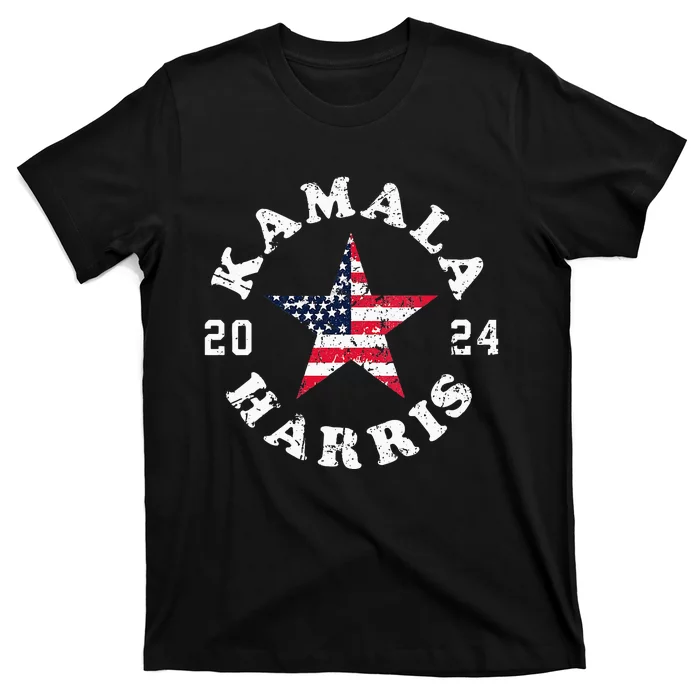 Kamala Harris 2024 President American Flag Vote Kamala Vneck T-Shirt