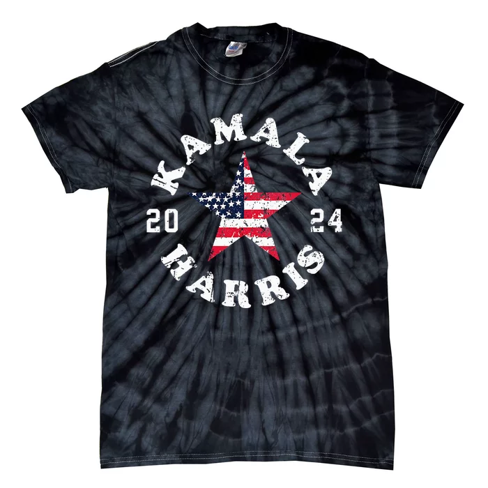 Kamala Harris 2024 President American Flag Vote Kamala Vneck Tie-Dye T-Shirt