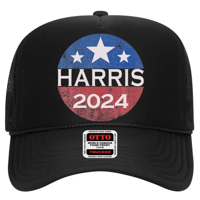 Kamala Harris 2024 For President Campaign Us Flag High Crown Mesh Trucker Hat