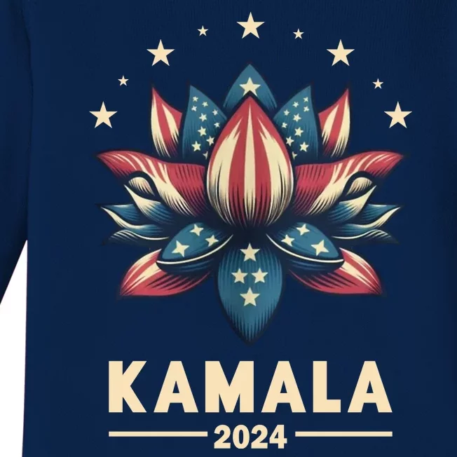 Kamala Harris 2024 Presidential Campaign American Lotus Baby Long Sleeve Bodysuit