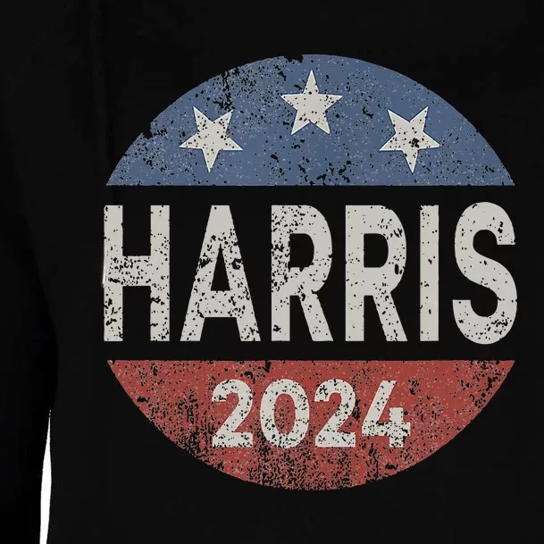 Kamala Harris 2024 For President Retro Button Election Womens Funnel Neck Pullover Hood