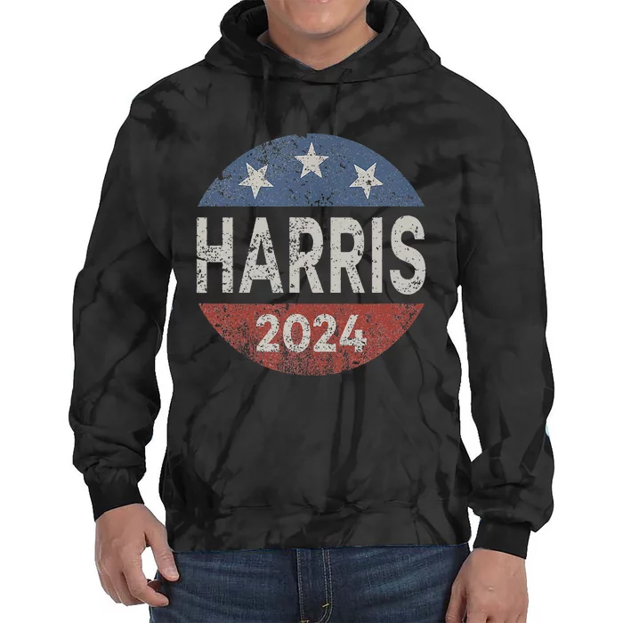 Kamala Harris 2024 For President Retro Button Election Tie Dye Hoodie