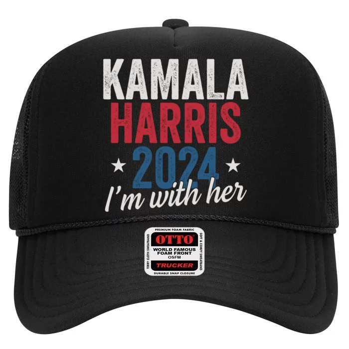 Kamala Harris 2024 Support High Crown Mesh Trucker Hat