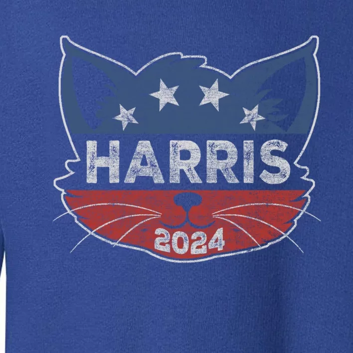 Kamala Harris 2024 Button Cat Face Cat Ladies For Kamala Cute Gift Toddler Sweatshirt