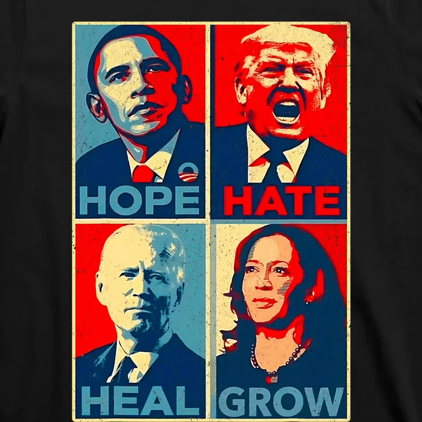 Kamala Harris 2024 President Campaign Hope Hate Heal Grow T-Shirt