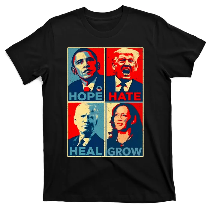 Kamala Harris 2024 President Campaign Hope Hate Heal Grow T-Shirt