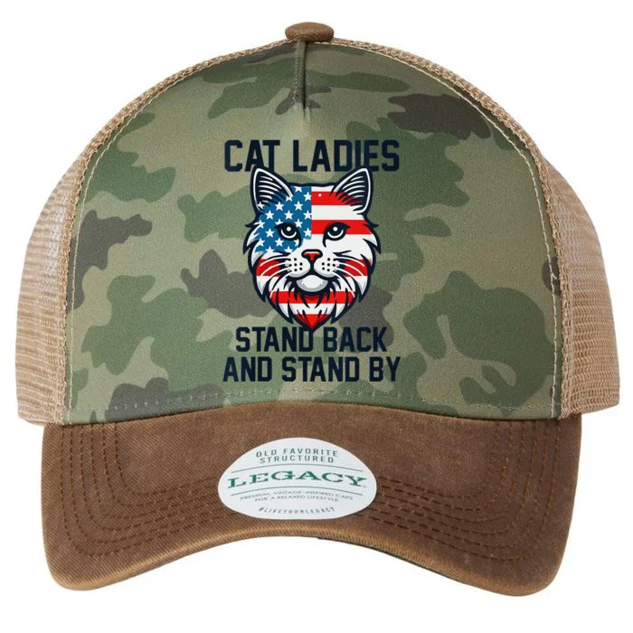 Kamala Harris 2024 Childless Cat Lady Ladies Stand Back By Legacy Tie Dye Trucker Hat