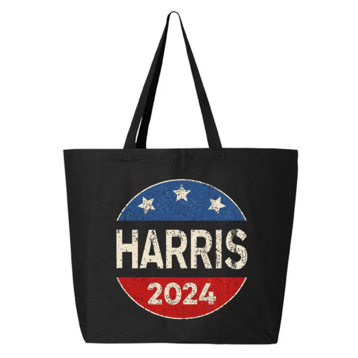 Kamala Harris 2024 For President Retro Button Election 25L Jumbo Tote