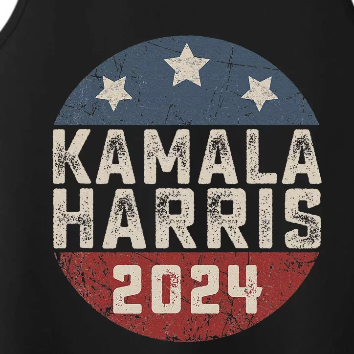 Kamala Harris 2024 For President Retro Button Election Performance Tank