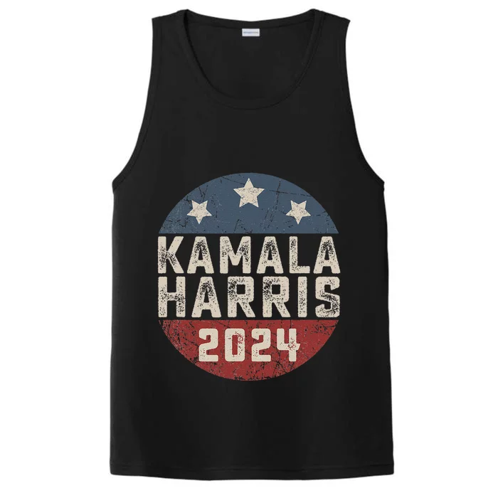 Kamala Harris 2024 For President Retro Button Election Performance Tank