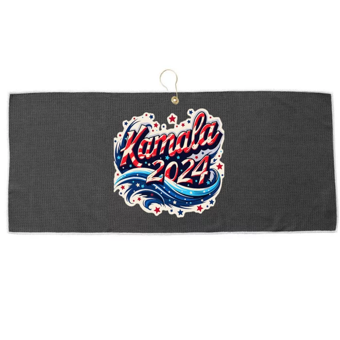 Kamala Harris 2024 Dynamic Patriotic Design For Election Large Microfiber Waffle Golf Towel